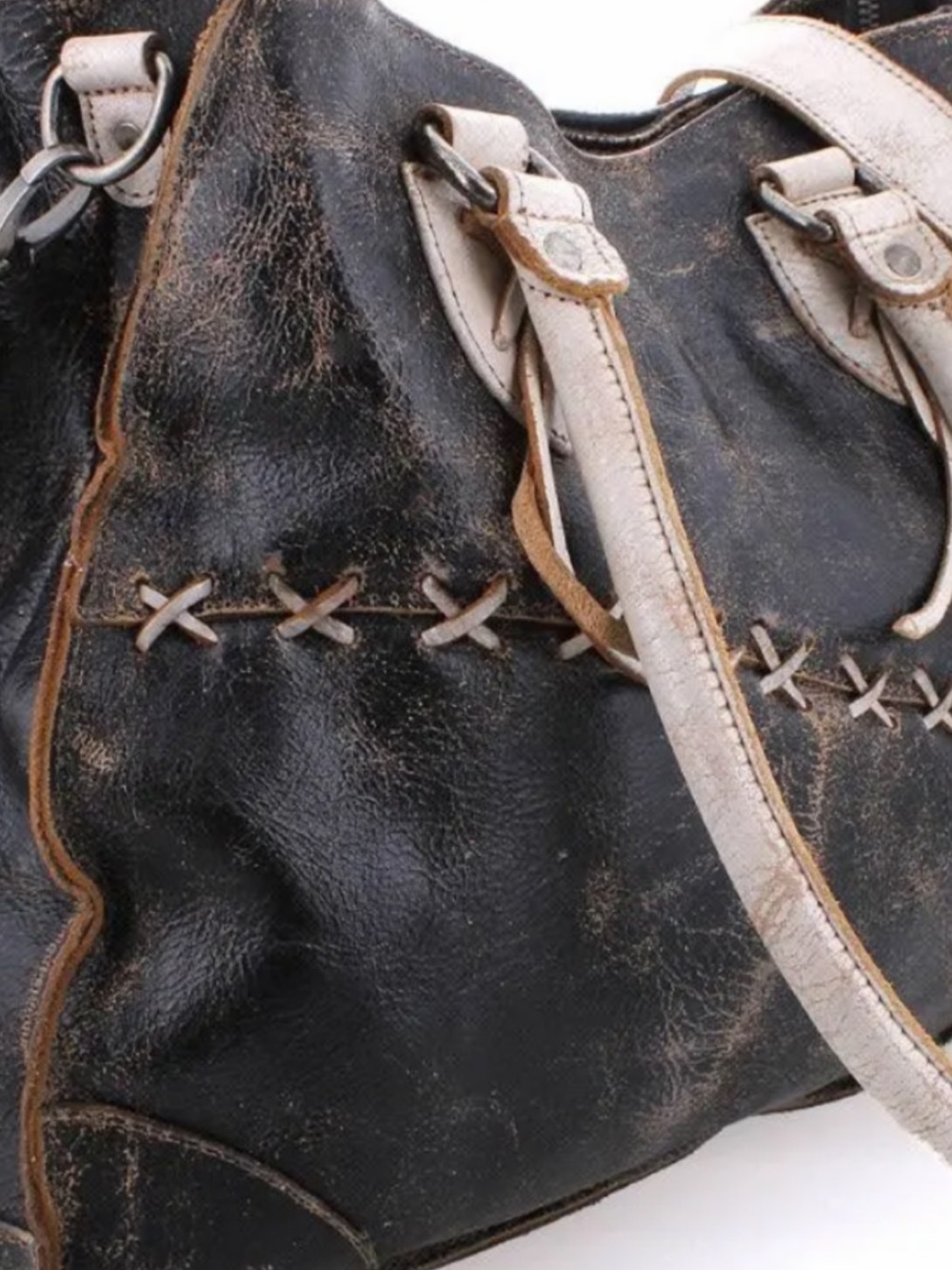 Bed Stu Vintage-Style Distressed Black Leather bag. NWOT - Picture 3 of 11